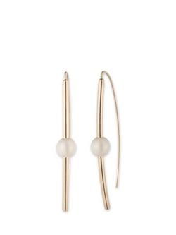 Ralph Lauren Curved Faux Pearl Earrings, Gold/White, Gold/ White