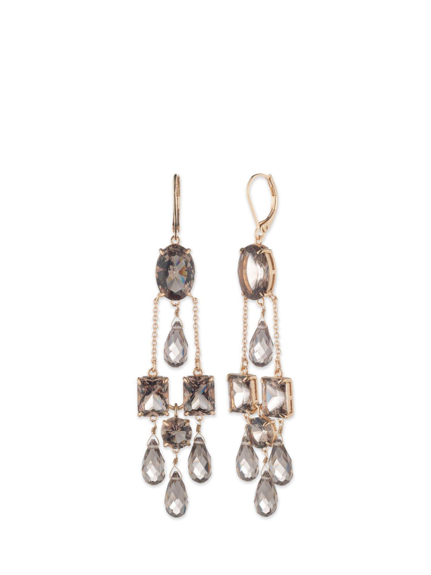 Product image 1 of 2, which shows Ralph Lauren Beaded Chandelier Earrings, Gold/Grey
