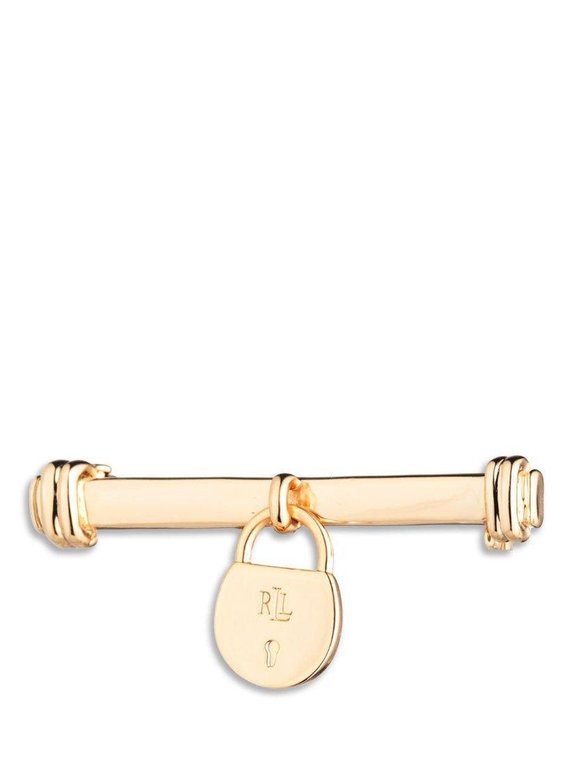 Product image 1 of 2, which shows Ralph Lauren Padlock Charm Brooch Pin, Gold