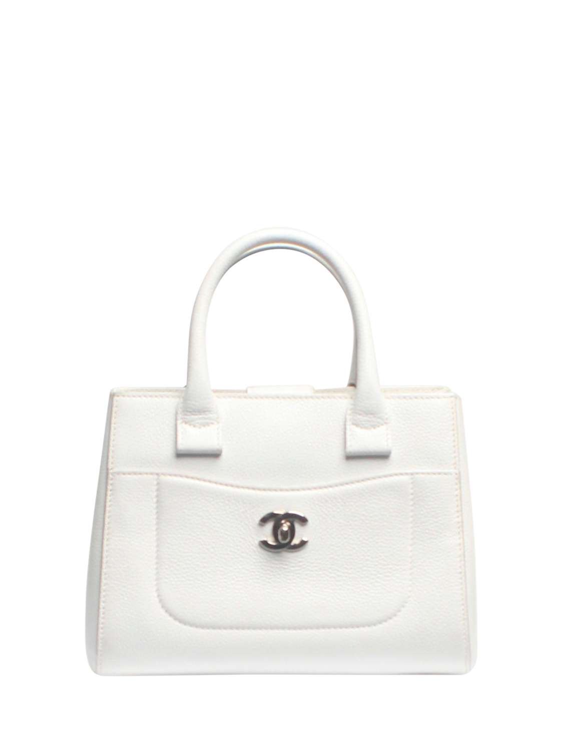 Product image 1 of 9, which shows Pre-loved CHANEL 2017 Neo Executive 2Way Caviar Leather Grab Bag, White