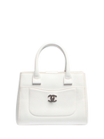 Pre-loved CHANEL 2017 Neo Executive 2Way Caviar Leather Grab Bag, White