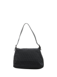 Pre-loved Fendi Zucchino Mamma Baguette Canvas and Leather Shoulder Bag, Black