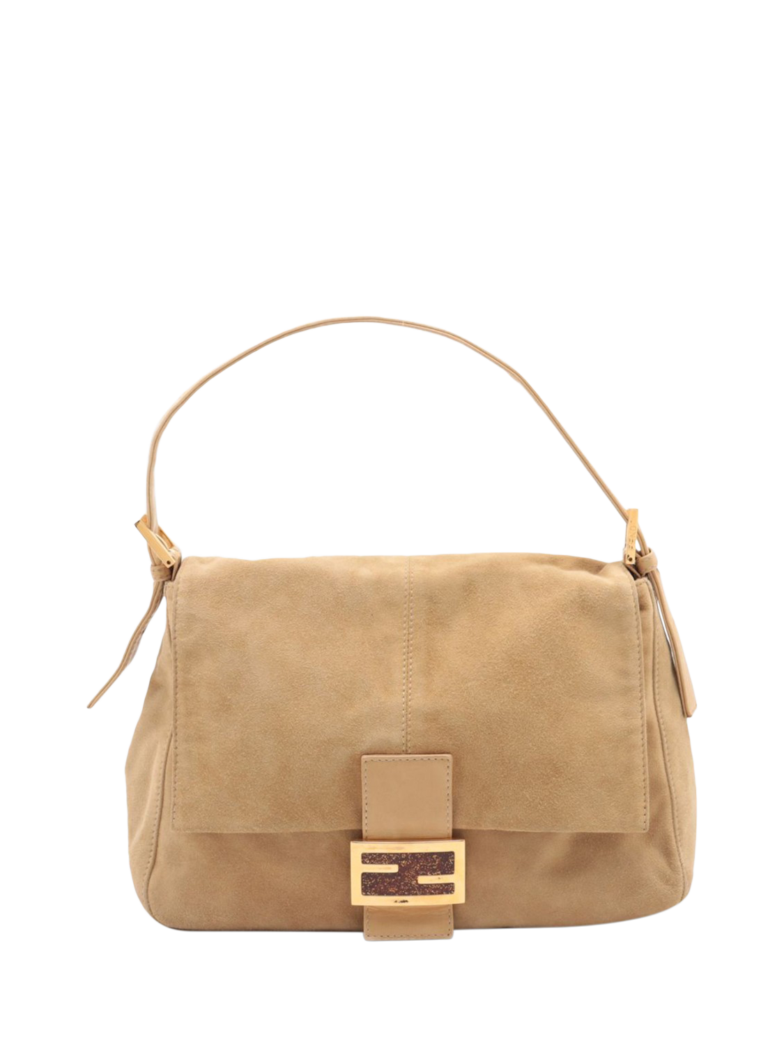 Pre-loved Fendi Mamma Baguette Suede Shoulder Bag, Neutral