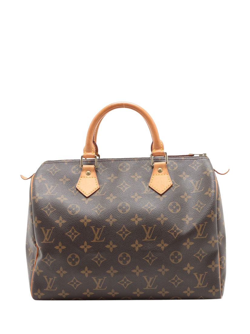 Pre-loved Louis Vuitton 2001 Monogram Speedy 30 Canvas and Leather Grab Bag, Brown