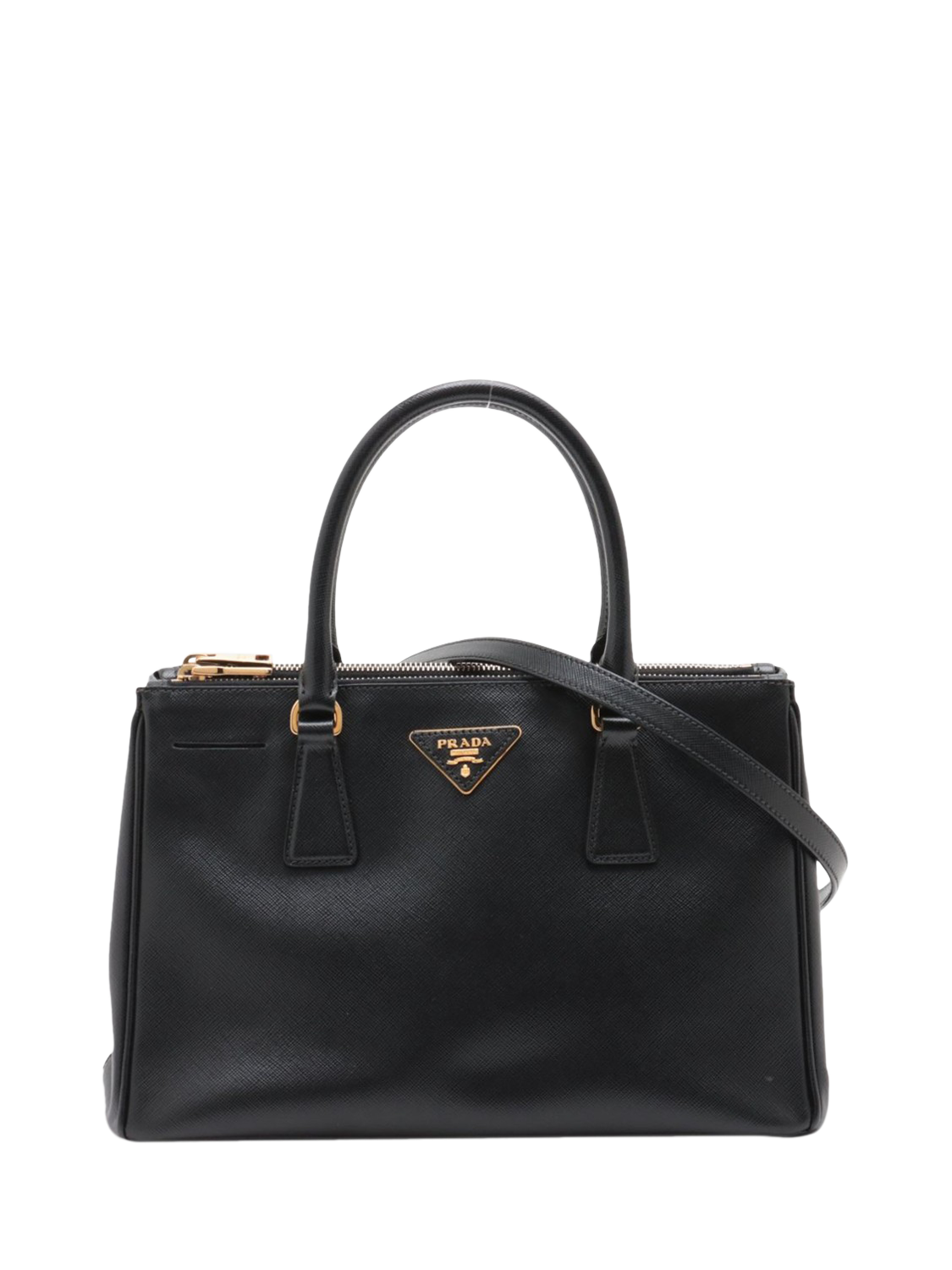Pre-loved Prada Saffiano Lux leather Galleria 2Way Shoulder Bag, Black