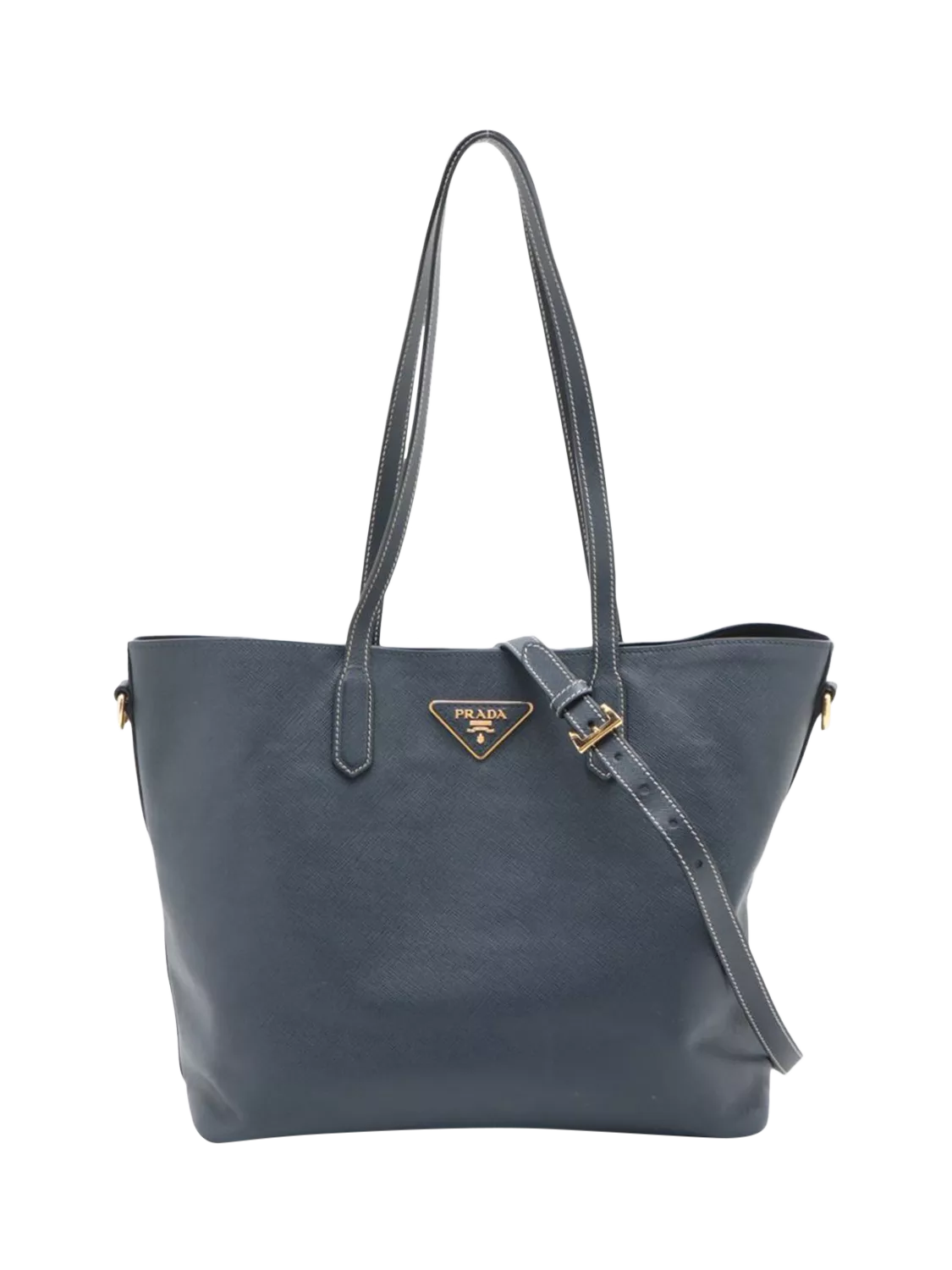 バッグ PRADA archive 2way leather hand tote bag Pre-loved Prada Saffiano Leather 2Way Tote Bag, Dark Blue