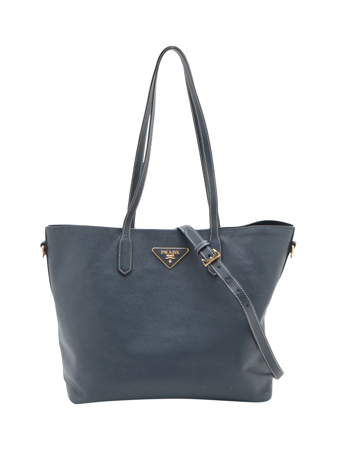 Pre-loved Prada Saffiano Leather 2Way Tote Bag, Dark Blue