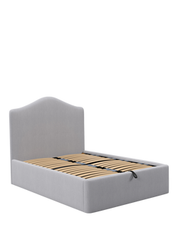 John Lewis Alice Ottoman Storage Upholstered Bed Frame, King Size, Cotton Effect Light Grey