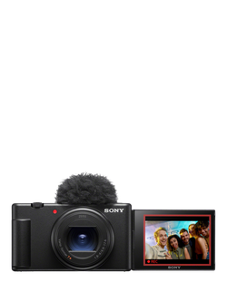 Sony ZV-1 Compact Digital Camera with 24-70mm Lens, 2.7x Optical Zoom, 4K Ultra HD, 20.1MP, Wi-Fi, Bluetooth, 3” Vari-Angle Touch Screen, Black, Black