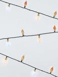 John Lewis 120 Vintage Multifunction LED Lights, Lit Length 12m, Cool White/Red