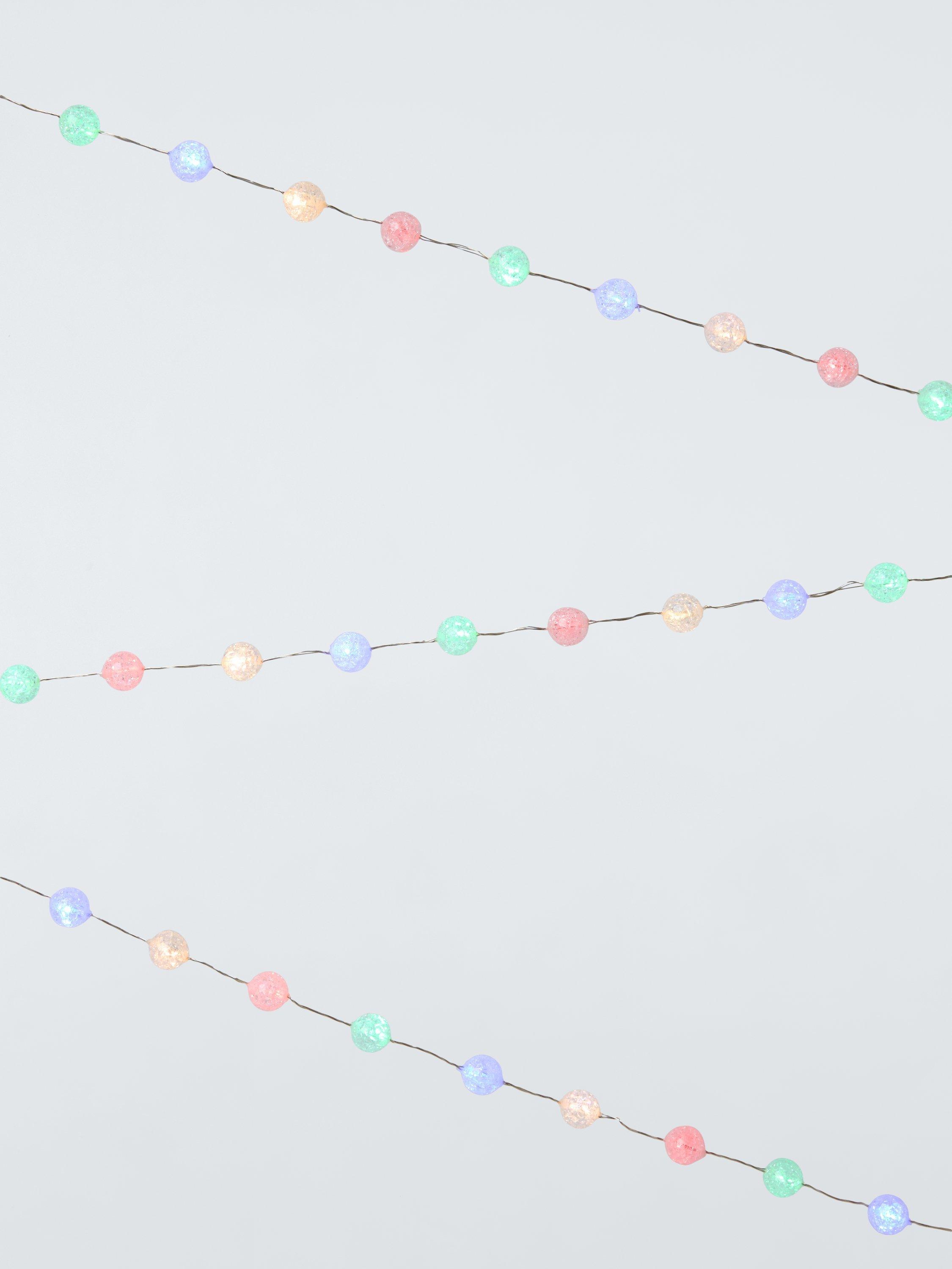 John Lewis 160 Micro LED Cracked Ball Lights, Lit Length 8m, Multi