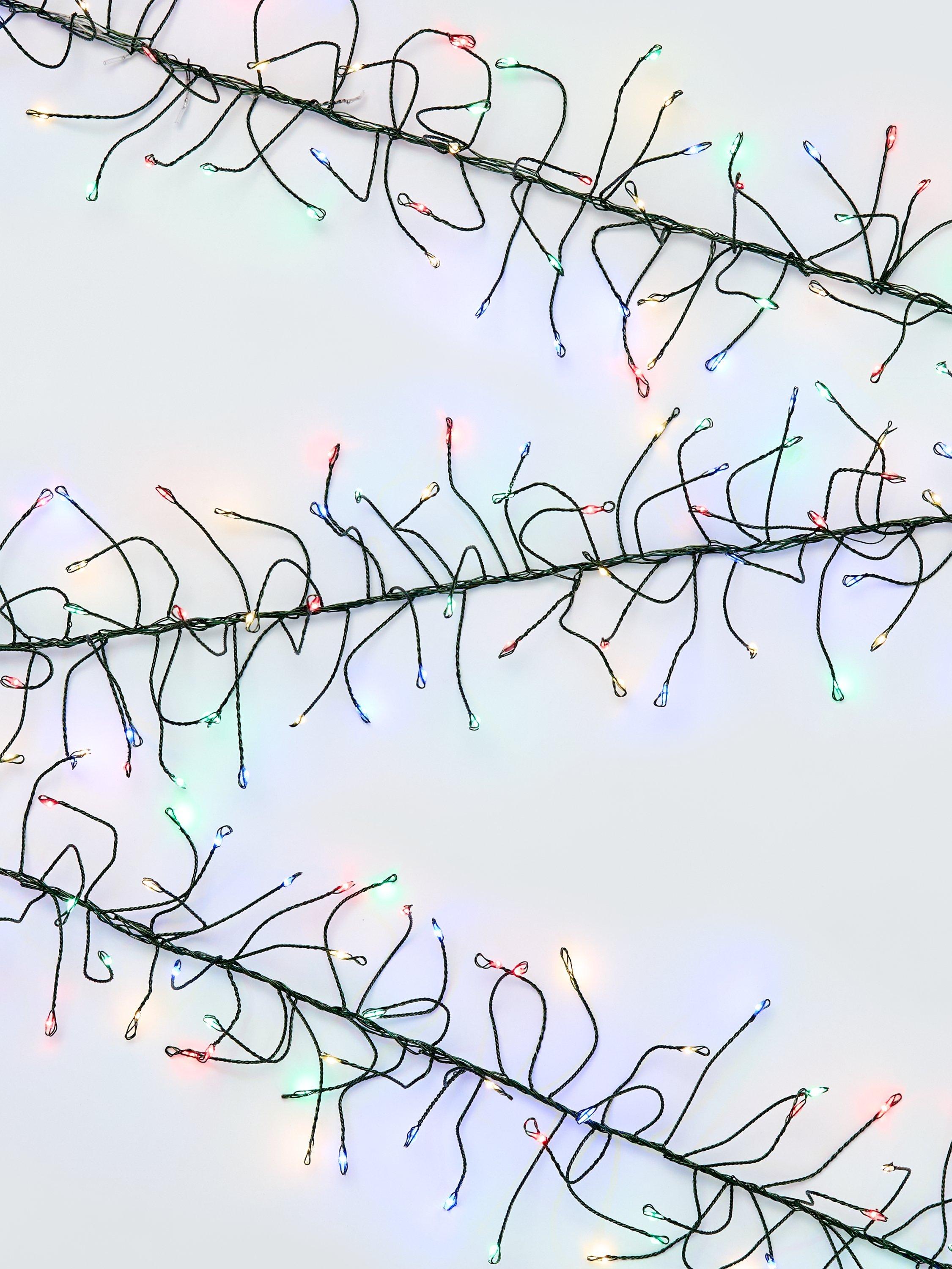 John Lewis 480 Cluster Vine Multifunction Micro LED Lights, Lit Length 3m, Warm Multi/Green Wire