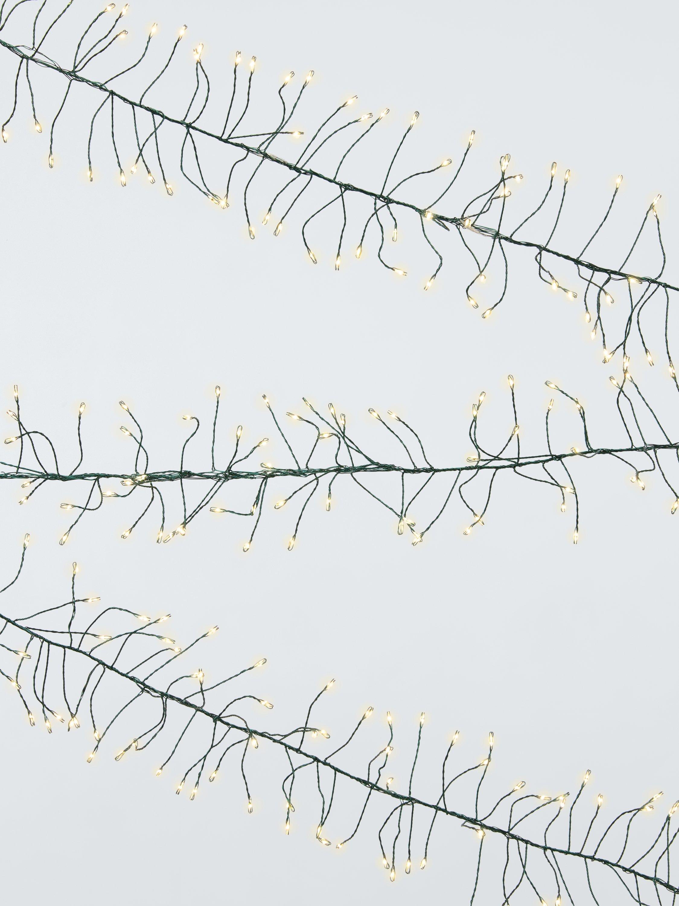 John Lewis 480 Cluster Vine Multifunction Micro LED Lights, Lit Length 3m, Warm White/Green Wire
