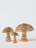 John Lewis Rattan Micro LED Mushrooms, Set of 3