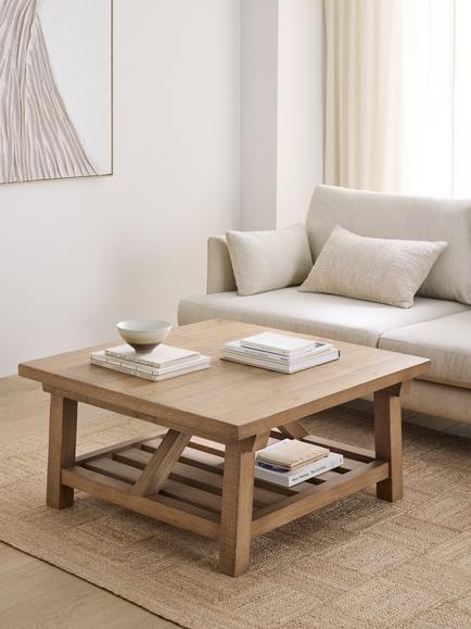 John Lewis Reclaimed Timber Square Coffee Table, Natural - view 2, Natural