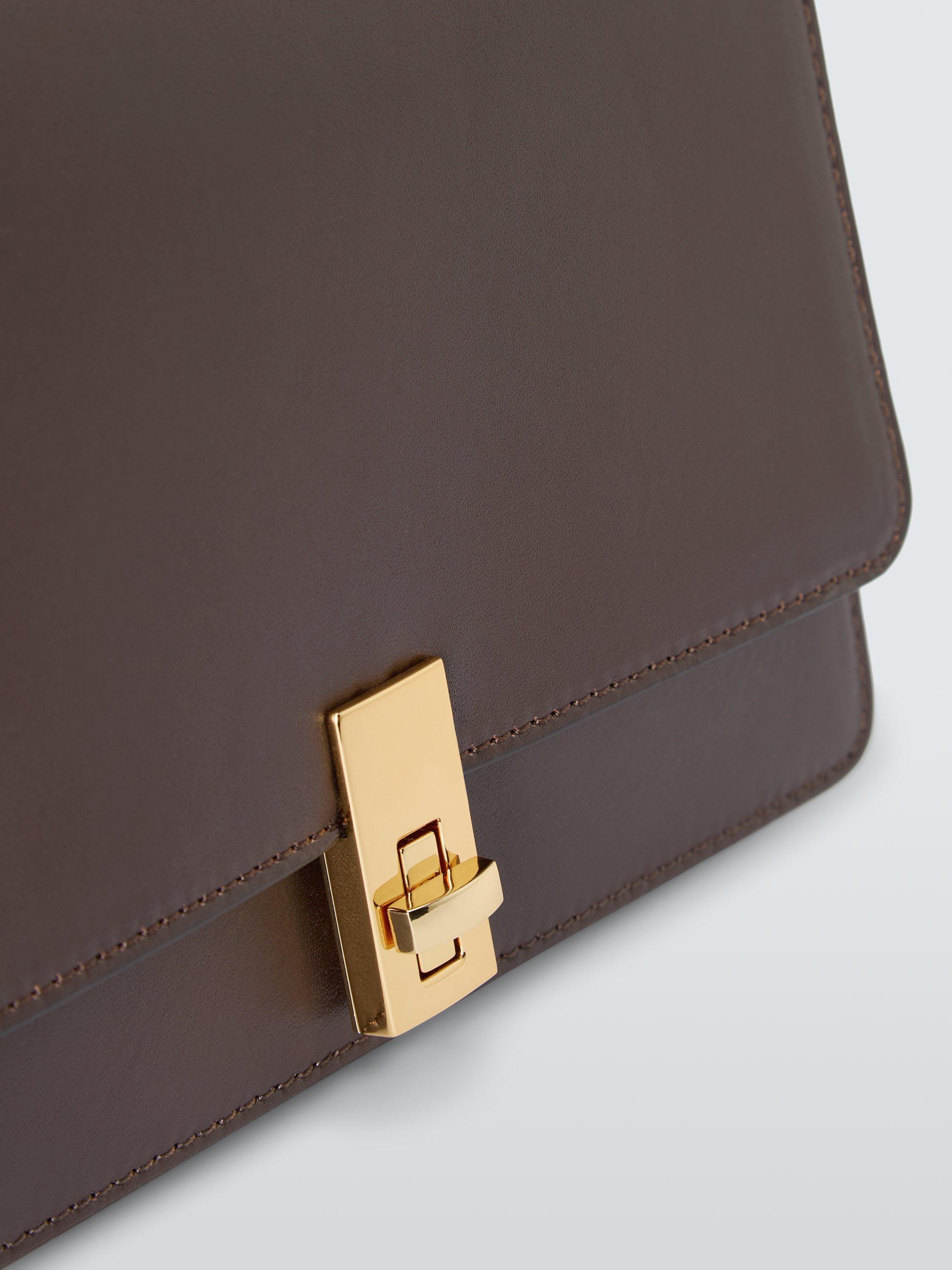 Product image 5 of 6, which shows John Lewis Leather Satchel Crossbody Bag, Chocolate