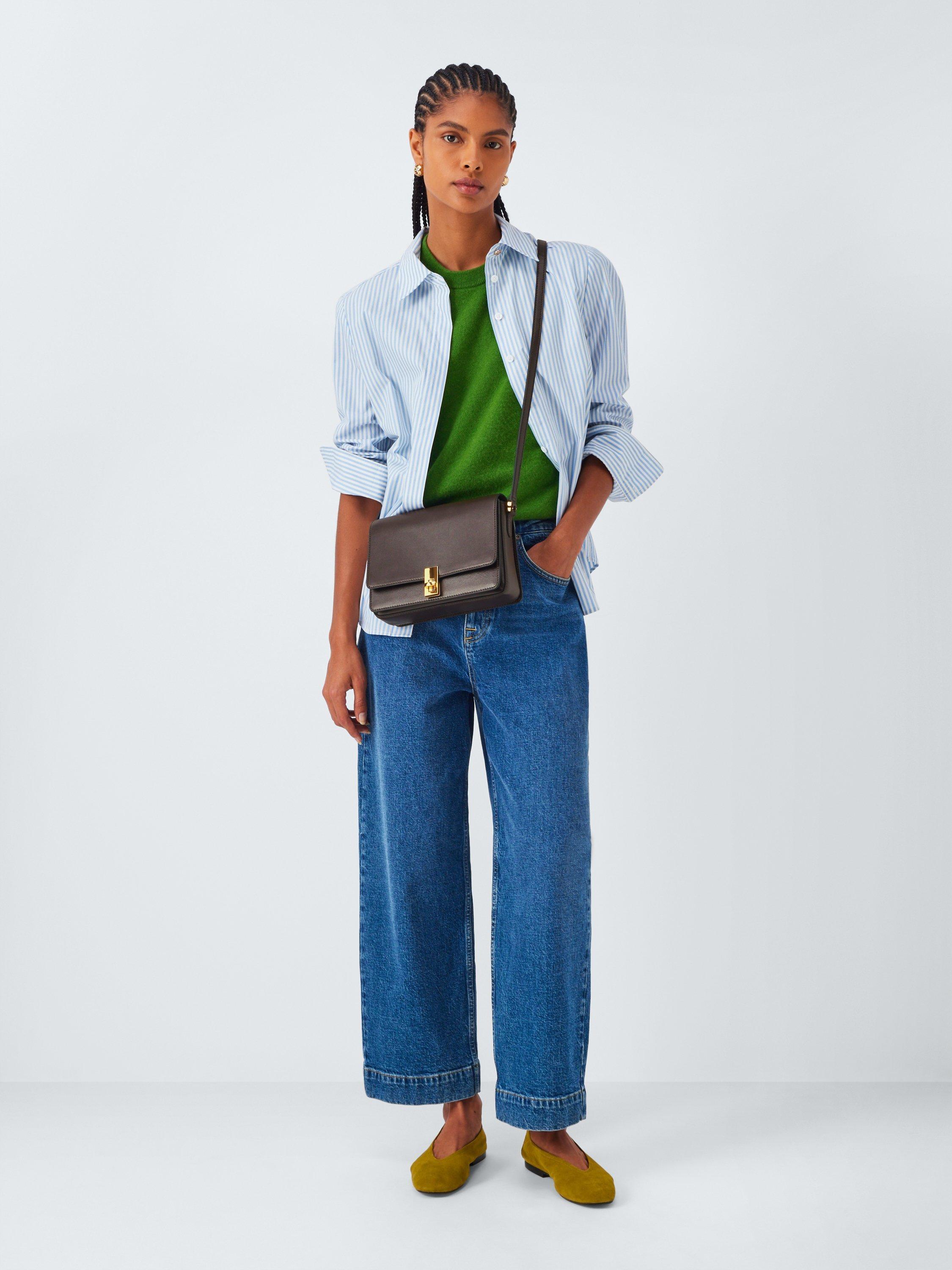 Product image 6 of 6, which shows John Lewis Leather Satchel Crossbody Bag, Chocolate