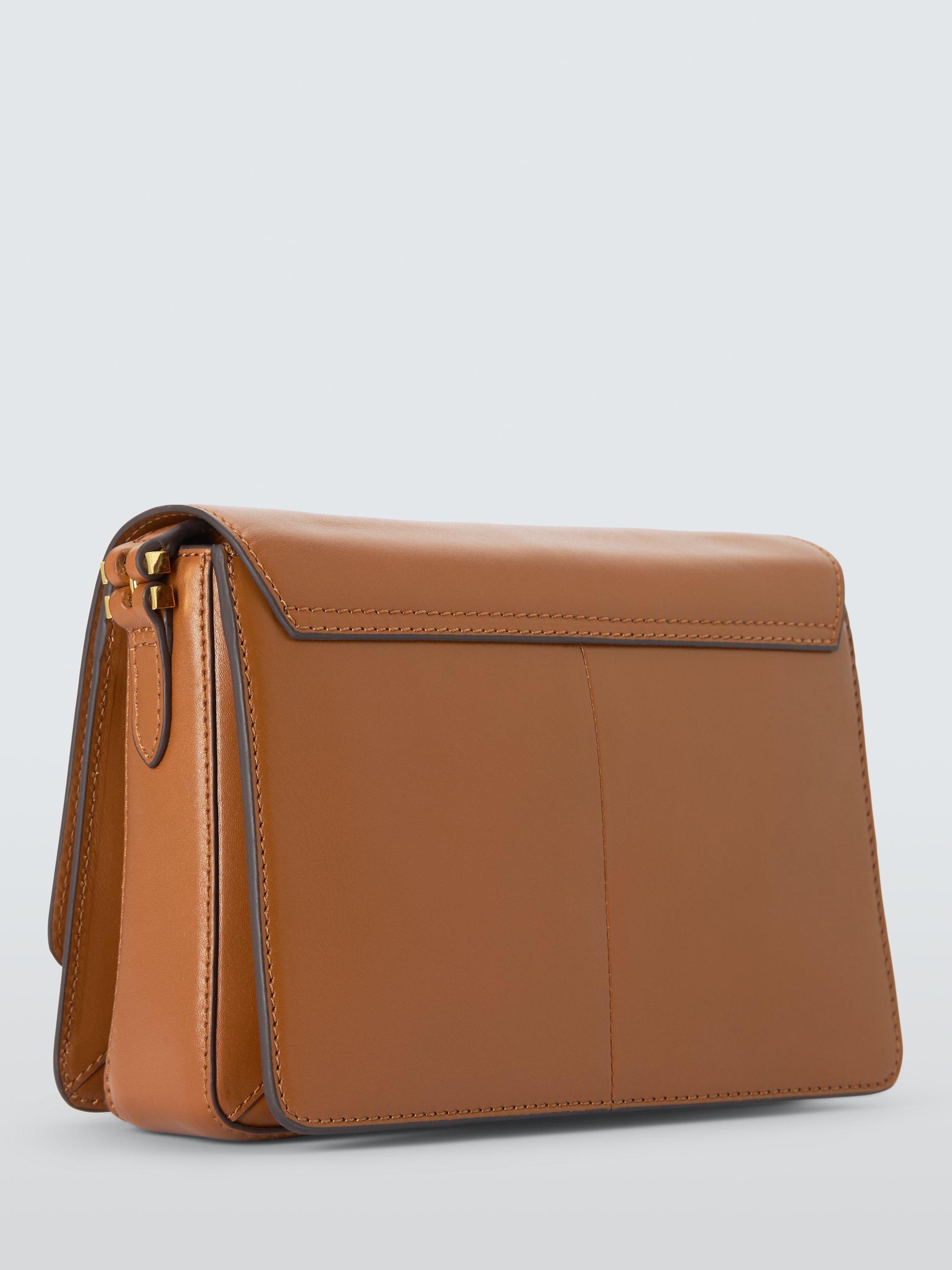 Product image 3 of 6, which shows John Lewis Leather Satchel Crossbody Bag, Tan