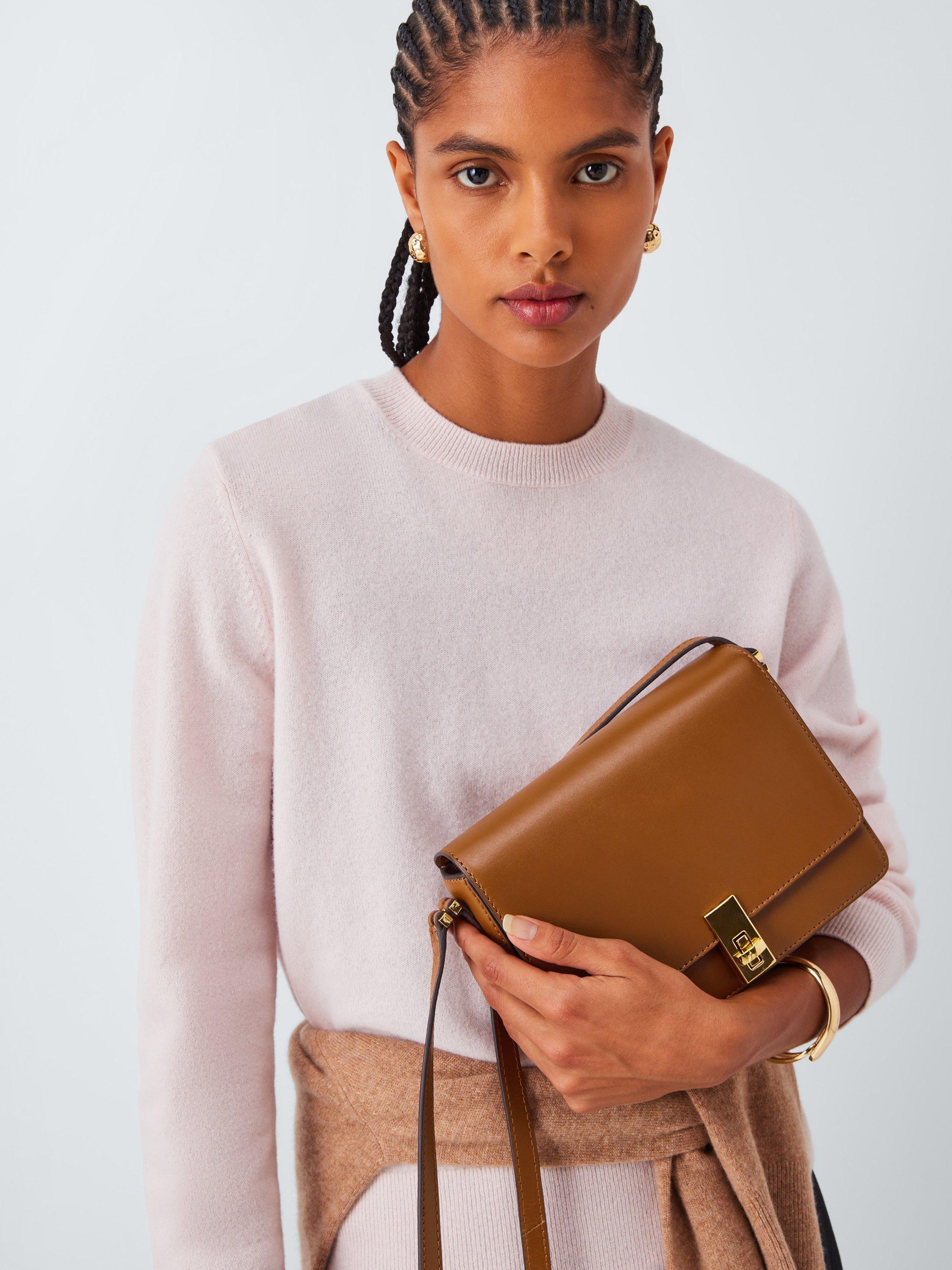 Product image 2 of 6, which shows John Lewis Leather Satchel Crossbody Bag, Tan