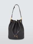 John Lewis Leather Oversized Drawstring Bag, Black