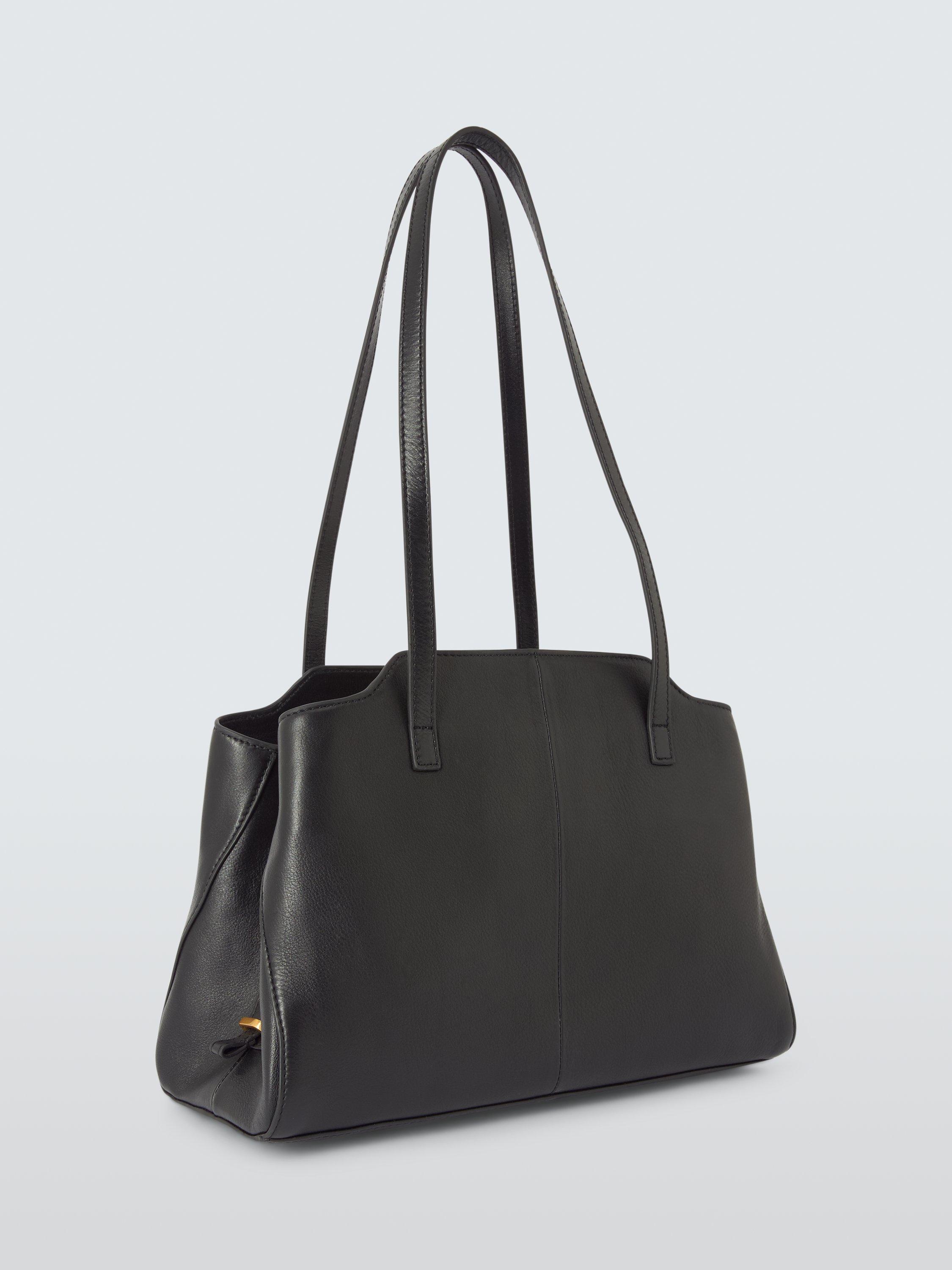 Product image 3 of 6, which shows John Lewis Triple Compartment Leather Shoulder Bag, Black