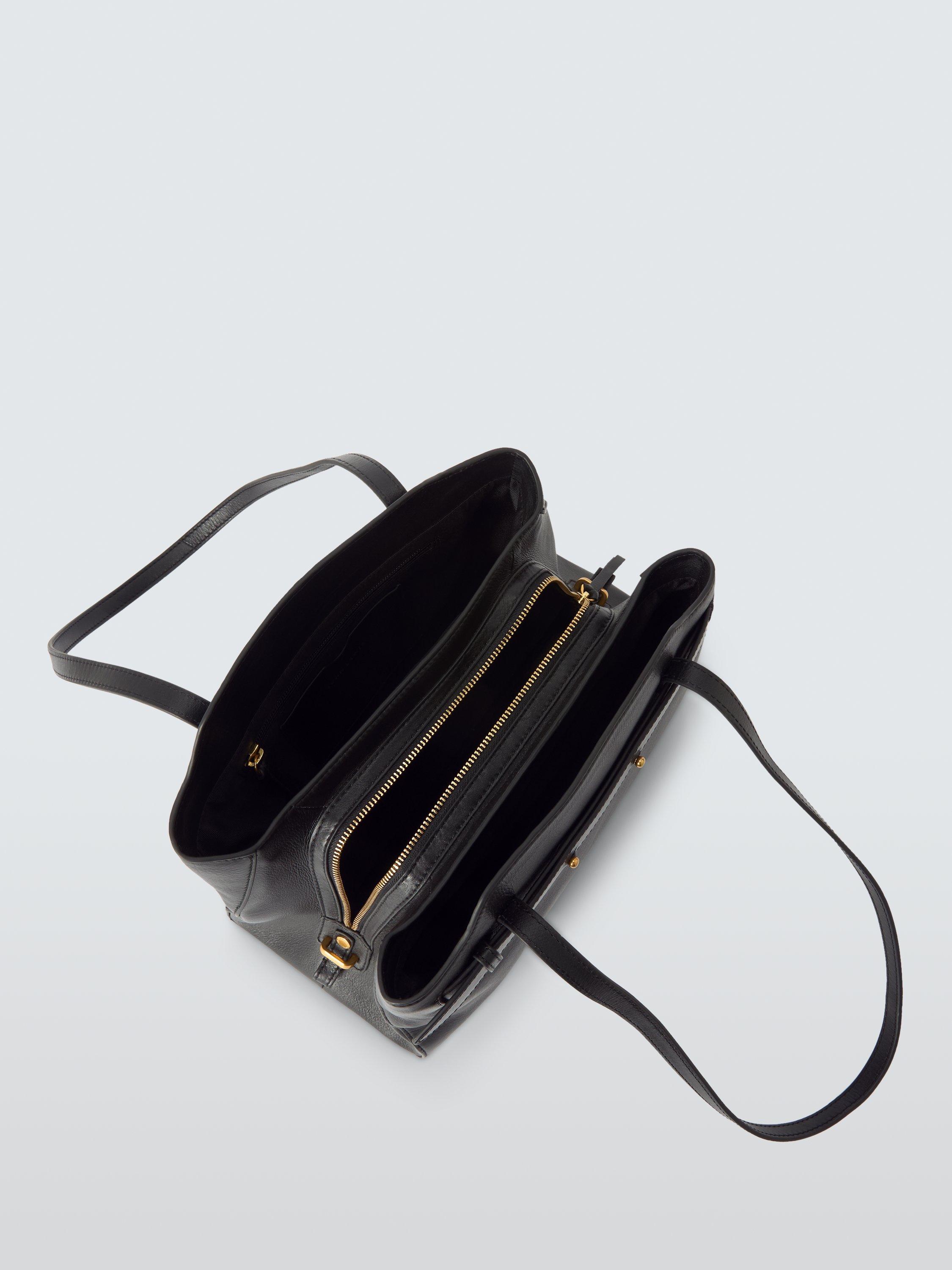 Product image 4 of 6, which shows John Lewis Triple Compartment Leather Shoulder Bag, Black