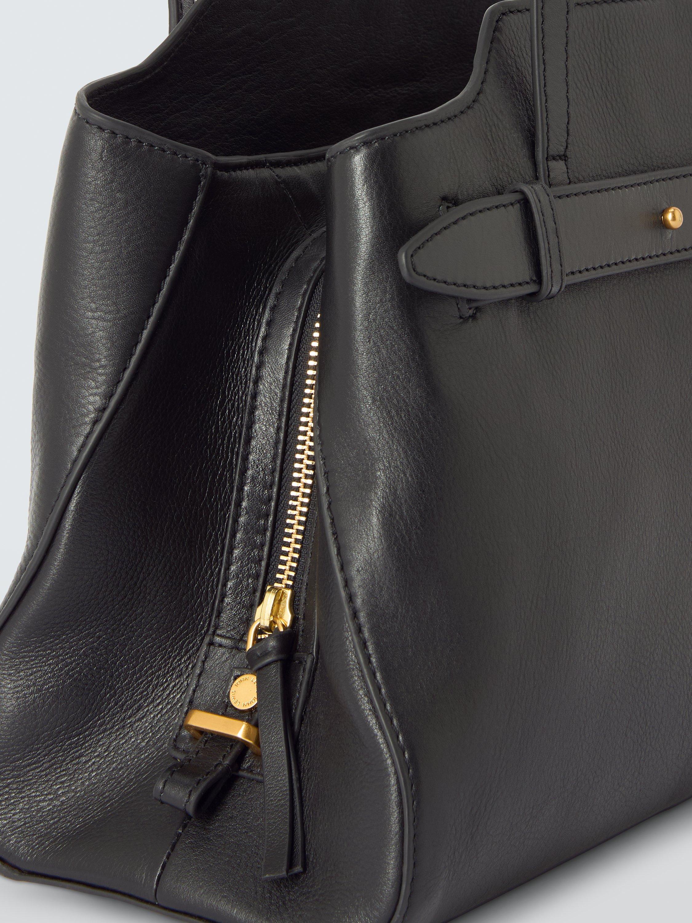 Product image 5 of 6, which shows John Lewis Triple Compartment Leather Shoulder Bag, Black
