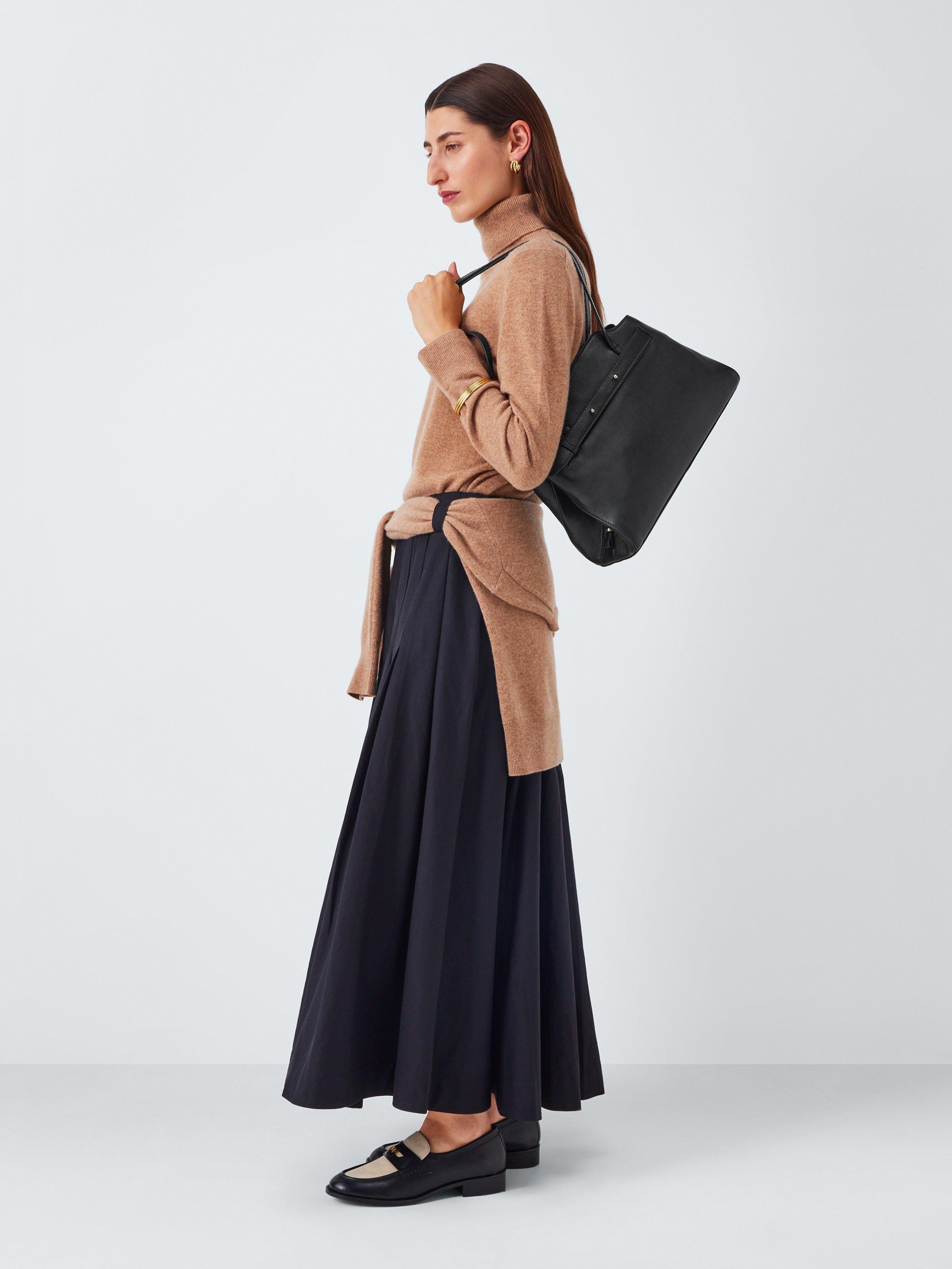 Product image 6 of 6, which shows John Lewis Triple Compartment Leather Shoulder Bag, Black