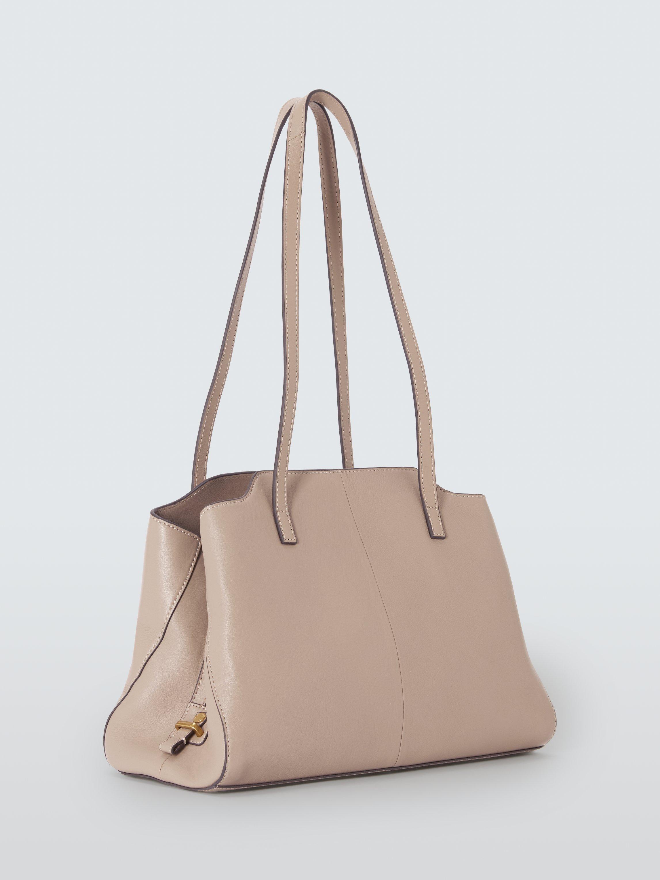 Product image 3 of 6, which shows John Lewis Triple Compartment Leather Shoulder Bag, Mushroom