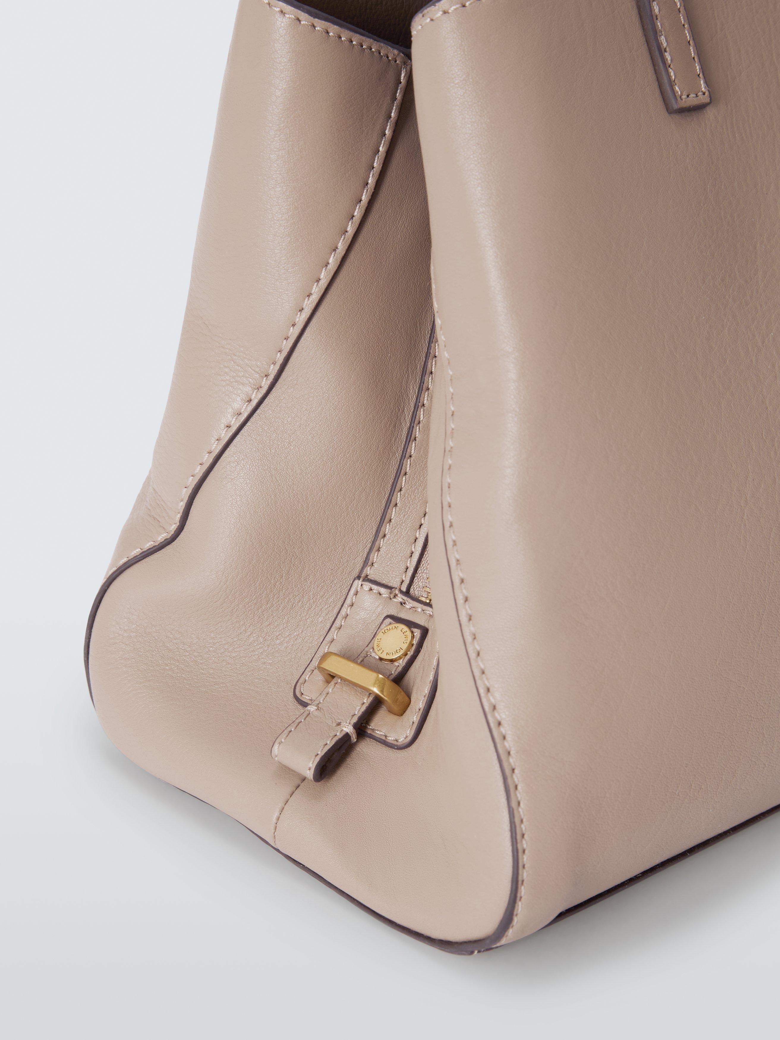 Product image 5 of 6, which shows John Lewis Triple Compartment Leather Shoulder Bag, Mushroom