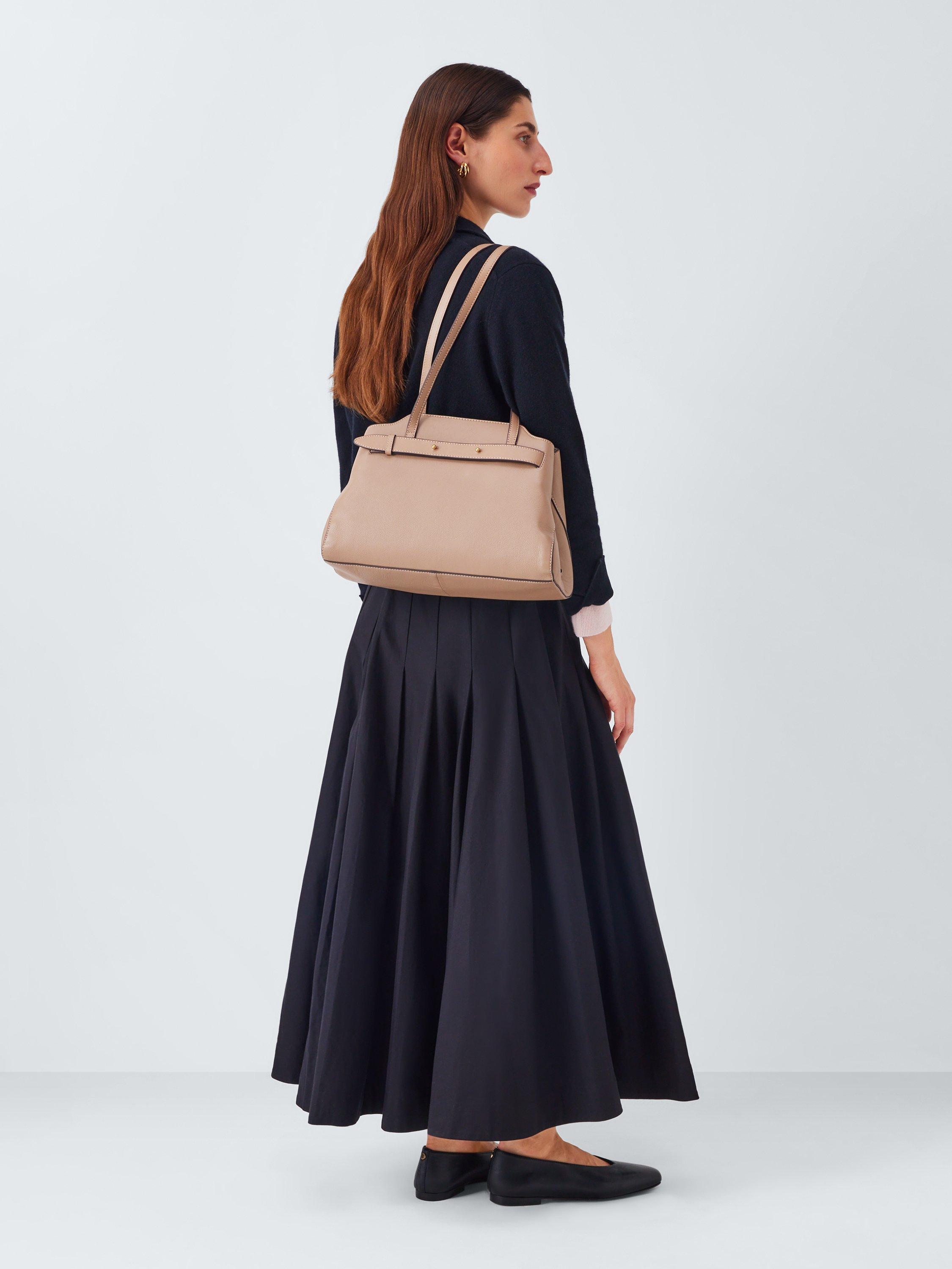 Product image 6 of 6, which shows John Lewis Triple Compartment Leather Shoulder Bag, Mushroom