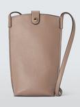 John Lewis Leather Crossbody Phone Bag, Mushroom