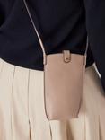 John Lewis Leather Crossbody Phone Bag, Mushroom