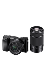 Sony A6100 Compact System Camera with 16-50mm OSS II Lens & 55-210mm OSS Lens, 4K Ultra HD, 24.2MP, Wi-Fi, Bluetooth, NFC, EVF, 3" Tilting Touch Screen, Double Zoom Lens Kit, Black