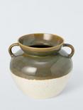 John Lewis Reactive Glaze Earthenware Urn with Handles, H21cm, Green/White