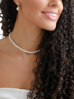 Emma Holland Bow and Pearl Clip Earrings, Gold - view 2, Gold/White