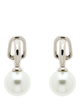 Emma Holland Platinum and Pearl Drop Clip Earrings, Silver