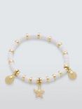 John Lewis Disc and Charm Stretch Bracelet, Gold/White