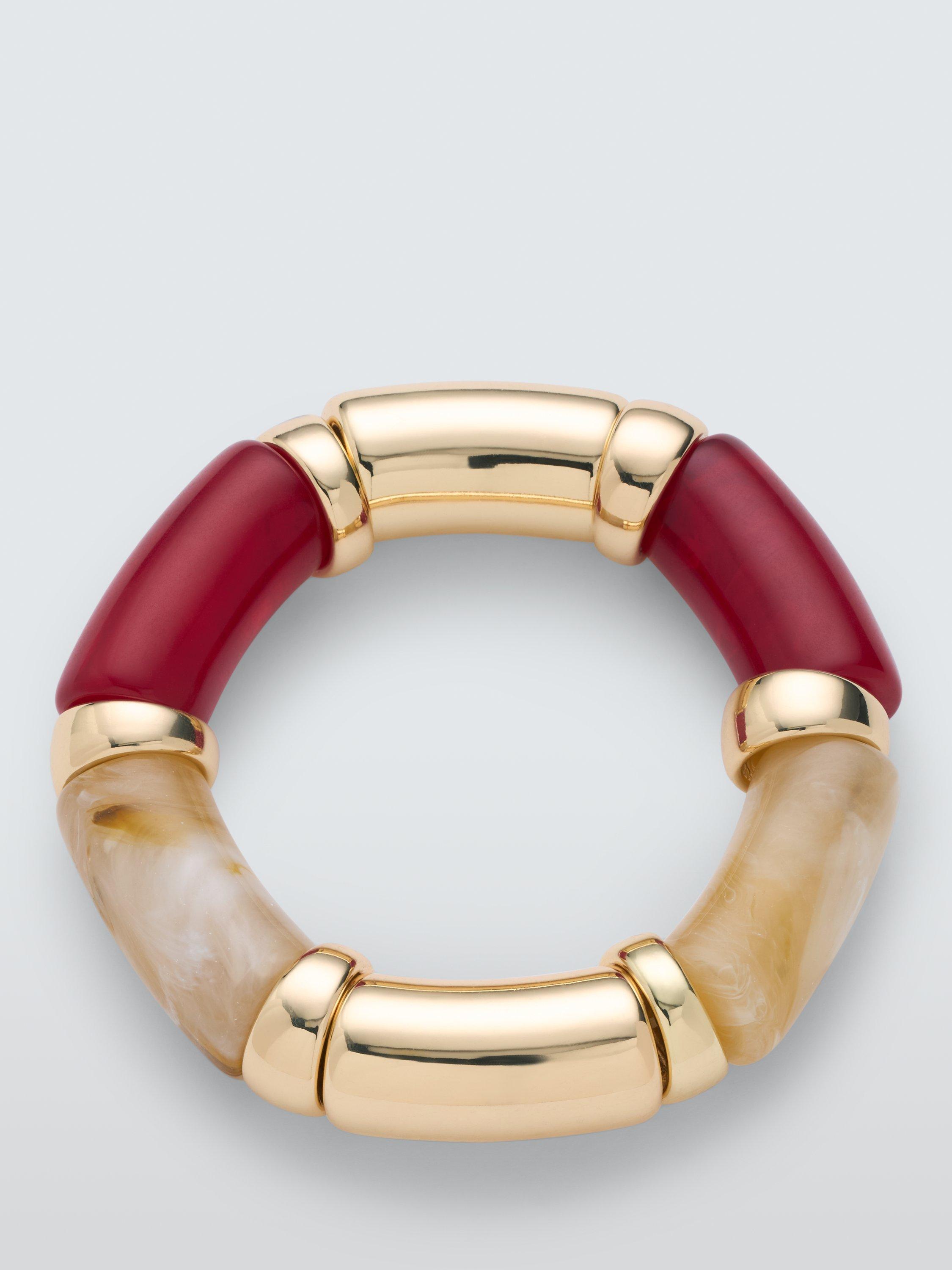 Product image 1 of 2, which shows John Lewis Stretch Tube Bracelet, Red/Multi