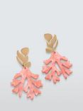 John Lewis Coral Stud Drop Earrings, Gold/Pink