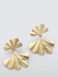 John Lewis Textured Double Leaf Drop Earrings, Gold