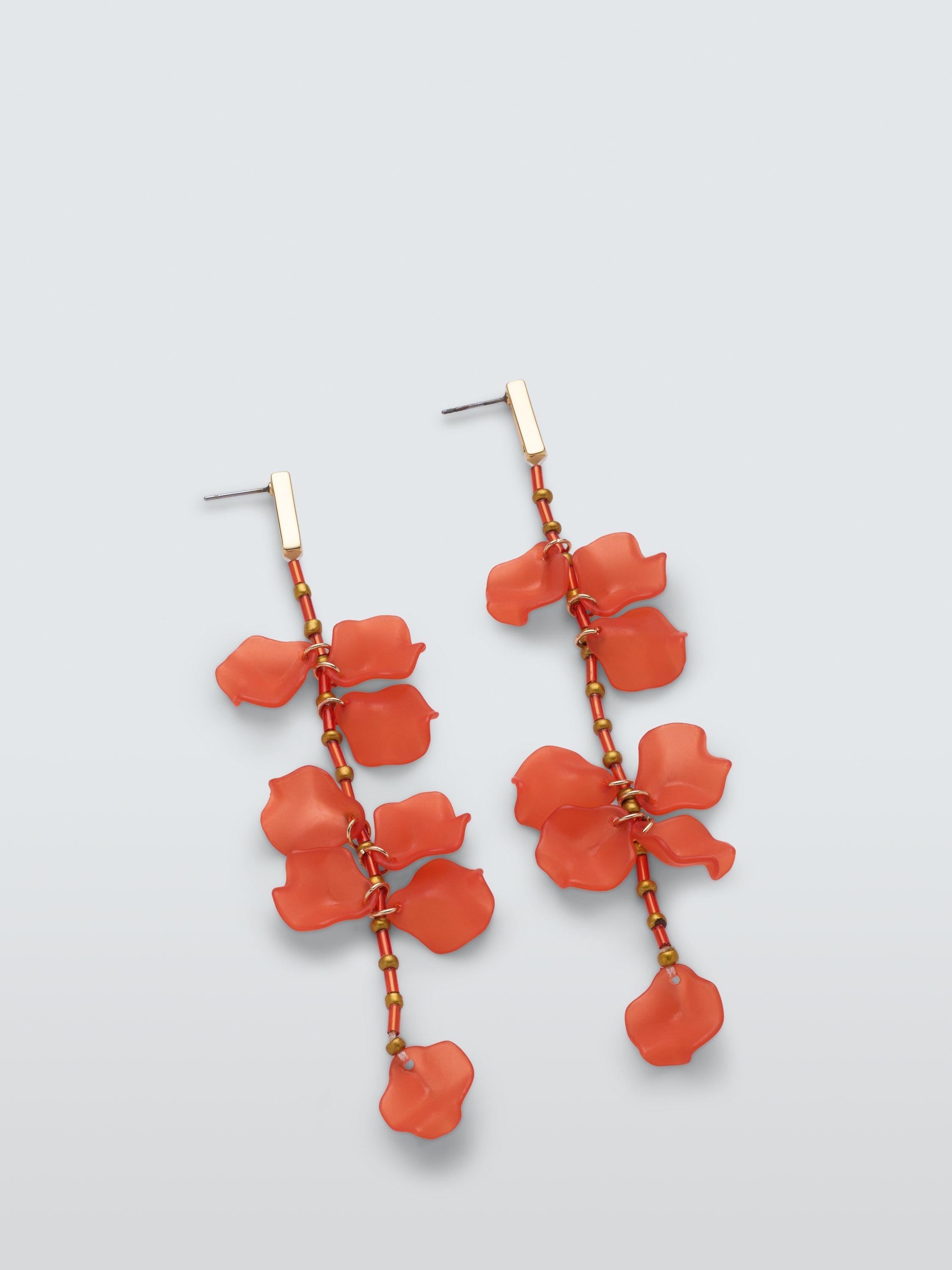 John Lewis Multi Petal Drop Earrings, Coral