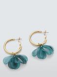 John Lewis Petal Drops Hinged Hoop Earrings, Gold/Blue