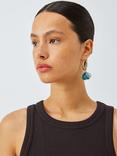 John Lewis Petal Drops Hinged Hoop Earrings, Gold/Blue