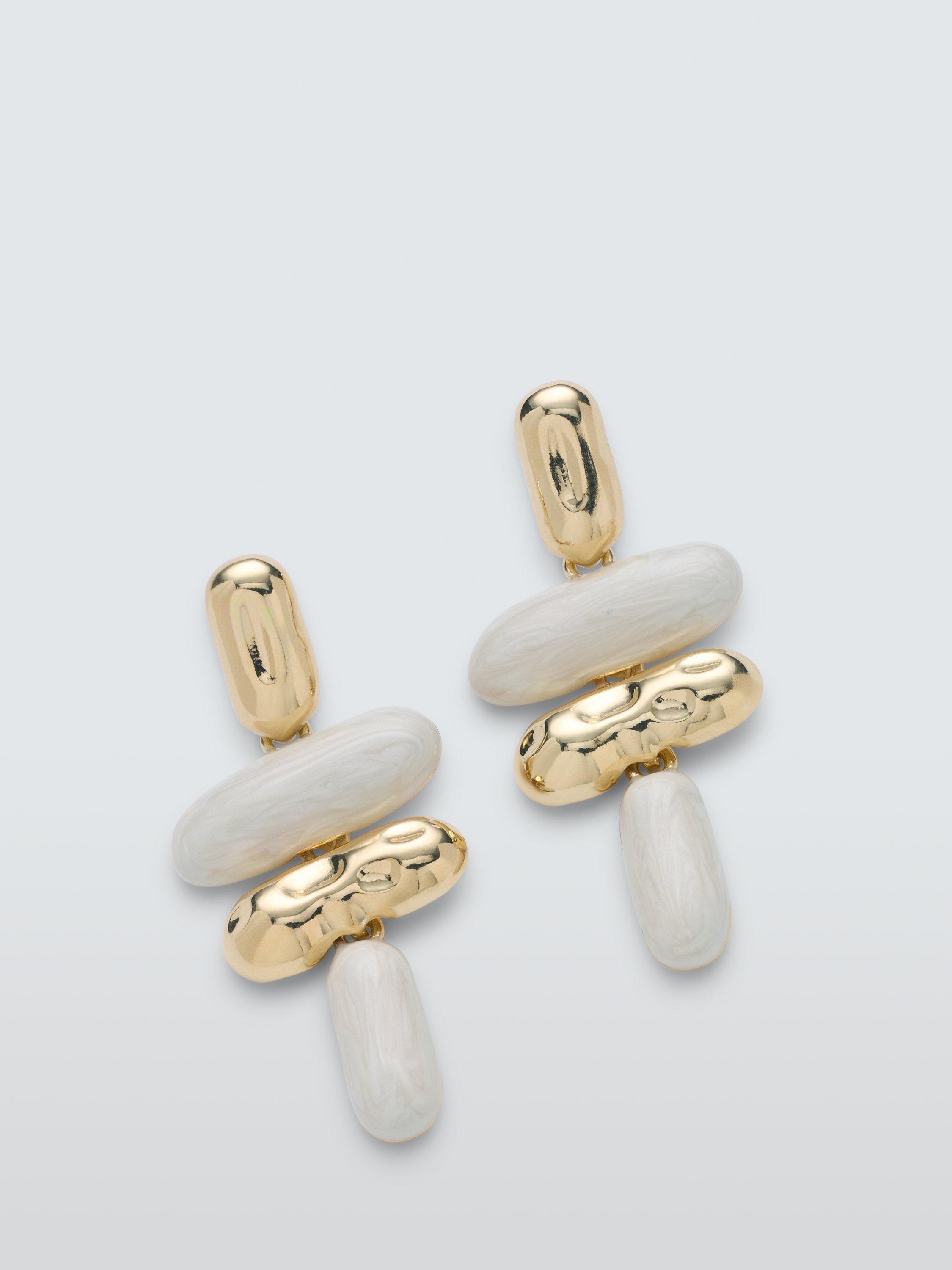 Product image 1 of 4, which shows John Lewis Pebble Drop Earrings, White/Gold