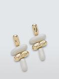 John Lewis Pebble Drop Earrings, White/Gold