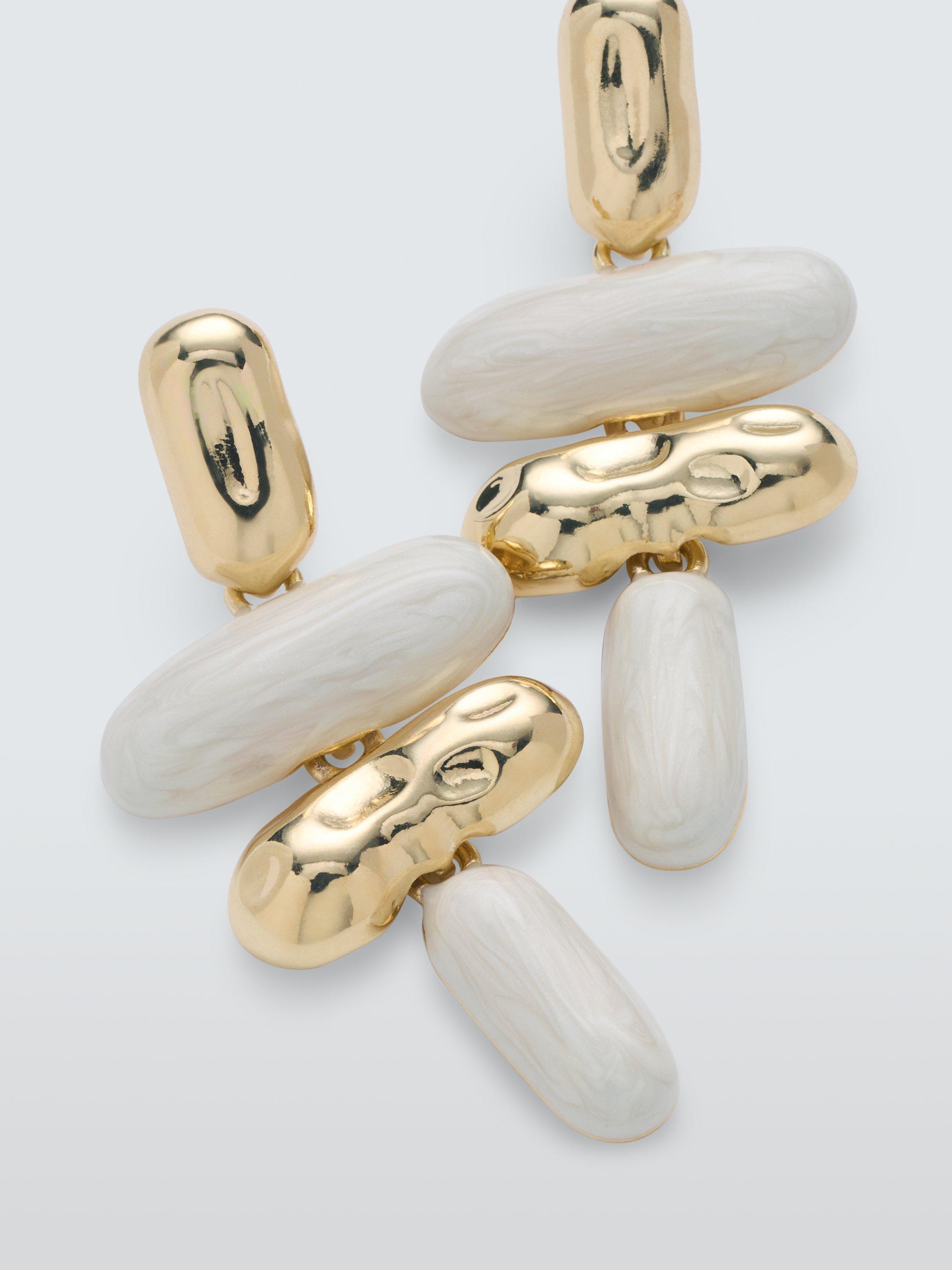 Product image 3 of 4, which shows John Lewis Pebble Drop Earrings, White/Gold