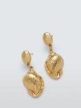John Lewis Shell Stud Drop Statement Earrings, Gold
