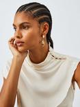 John Lewis Shell Stud Drop Statement Earrings, Gold
