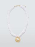 John Lewis Faux Pearl Sunshine Necklace, White/Gold